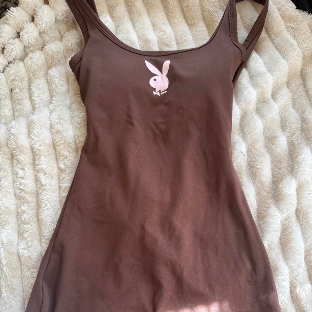 PLAYBOY Women's Brown Camisole with Pink Logo